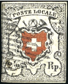 Stamp of Switzerland / Schweiz » Orts-Post und Poste Locale Poste Locale mit Kreuzeinfassung in braunroter Nua