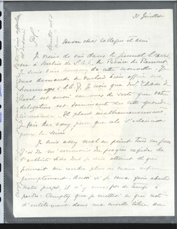 Pierre de Coubertin handwritten letter signed "P. 