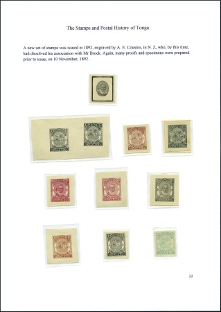 Stamp of Tonga 1892 (Nov 10) Issue collection of proofs incl. die