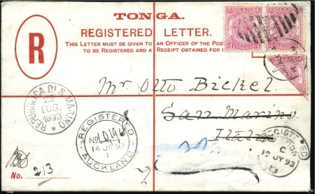 1893 (Jun 8) 4d Registered envelope (H&G 6) to SAN