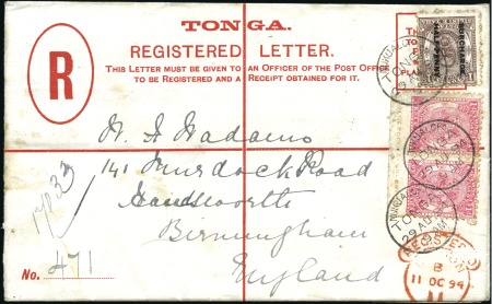 1894 (Aug 29) 4d Registered envelope to England wi