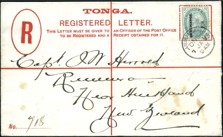 1895 (Jan 7) 4d Registered envelope sent to Captai
