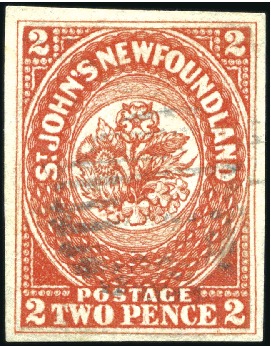 1857-64 2d Scarlet-Vermilion on thick machine made