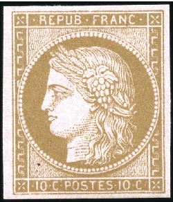 Stamp of France Cérès, Petit groupe de non dentelés dont Yv. 53d, 
