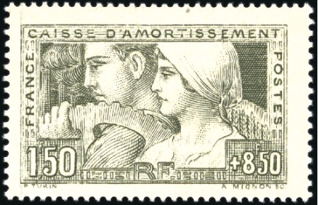 Stamp of France 1928 Le Travail, essai dentelé, sans gomme, TB
