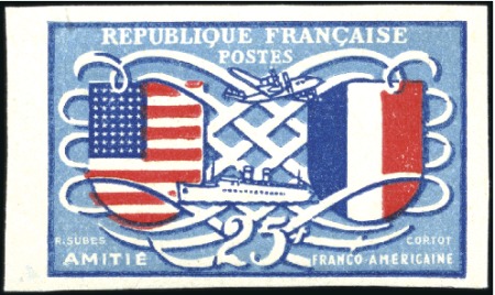 Stamp of France 1949 Amitié franco-américaine, essai d'impression 