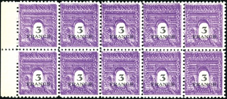 Stamp of France 1945 2è série Arc de Triomphe en bloc de 10 avec I