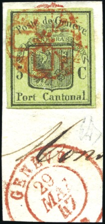 Stamp of Switzerland / Schweiz » Kantonalmarken » Genf Grosser Adler mit sauberer Rosette AW Nr. 2 entwer