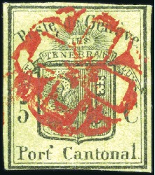 Stamp of Switzerland / Schweiz » Kantonalmarken » Genf Grosser Adler mit zentrischer Rosette AW Nr. 2 ent