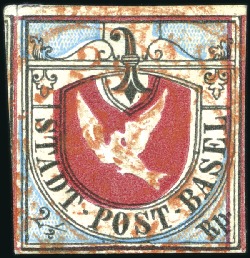 Stamp of Switzerland / Schweiz » Kantonalmarken » Basel Basler Taube, lebhaftblau, mit besonders tiefen Fa