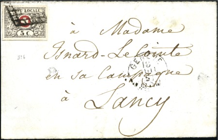 Stamp of Switzerland / Schweiz » "Waadt", "Neuenburg", "Winterthur" Waadt 5C mit Genferraute entwertet auf Briefvorder