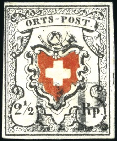 Stamp of Switzerland / Schweiz » Orts-Post und Poste Locale Orts-Post ohne Kreuzeinfassung, Type 8, mit schwar