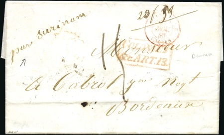 Stamp of British Guiana 1849 Cover from French Guiana to France, Demerara 