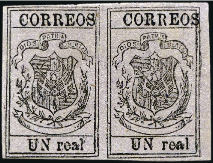 Stamp of Dominican Republic 1870-73 UN Real black on violet, ordinary paper, u