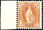 1907 20C orange, Faserpapier, gezähnt 11 1/2:12, B