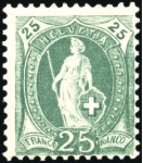 1882-93 25C bläulichgrün, gezähnt 11 3/4