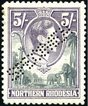 Stamp of Northern Rhodesia 1938-52 Wmk Script CA specimen values to 5s (part 