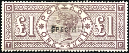 Stamp of Great Britain » 1855-1900 Surface Printed 1884 Wmk Crowns £1 brown-lilac, unused with part g
