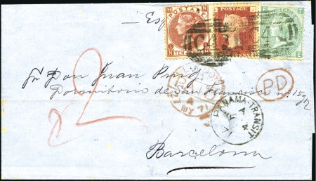 Stamp of Great Britain » British Post Offices Abroad ECUADOR: 1871 (Apr 26) Wrapper to Spain with GB 18