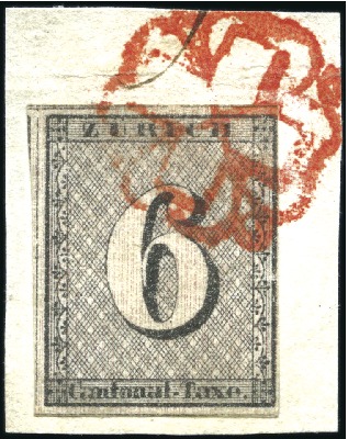 Stamp of Switzerland / Schweiz » Kantonalmarken » Zürich 6Rp (Type III, 43. Marke), senkrechte Untergrundli