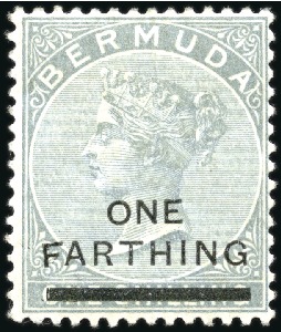 1901 1/4d on 1s Bluish Grey with variety "F insert