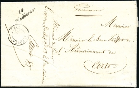 Stamp of France 1852 Lettre avec cursive "19 Piedicroce" pour le S