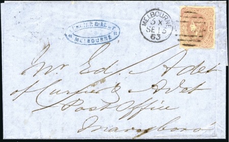 1863 (Sep 15) Wrapper to Maryborough with 1860-66 