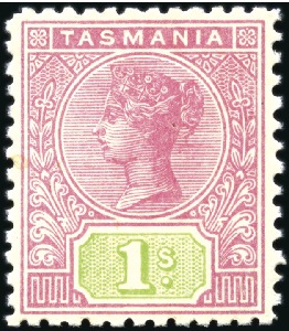 1906-09 1s Rose & Green with compound perf. 12 1/2