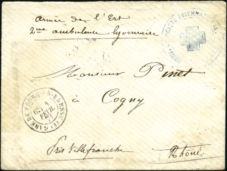 Stamp of France » Guerre de 1870-1871 1871 AMBULANCE LYONNAISE - Cachet Croix Rouge en b