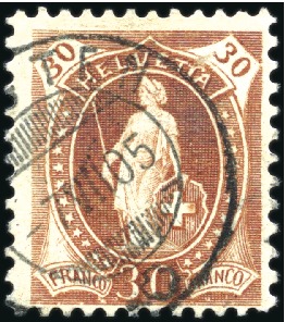 1894-1900 30C braun, gezähnt 11 1/2:11, mit Platte