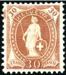 1905-08 30C braun, weisses Papier, gezähnt 11 1/2: