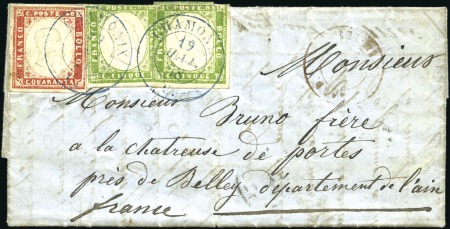 CHAMONIX 1858 Pli pour Belley avec 5c (x2) + 40c o