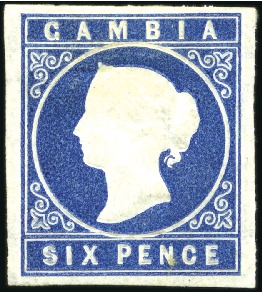 1874 Cameo CC 6d deep blue, imperforate, unused, g