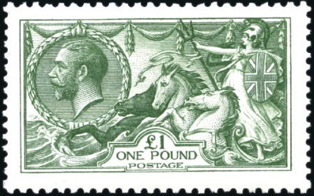 Stamp of Great Britain » King George V 1913 Waterlow Seahorse £1 deep green mint og with 