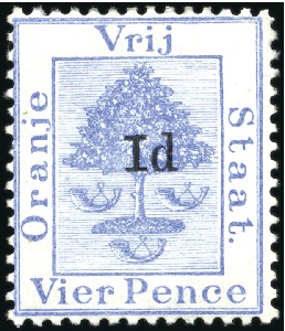 1890-91 1d on 4d ultramarine (type c ovpt), mint l