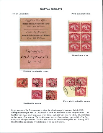 Stamp of Egypt 1903 Booklet – An exhibition page showing the fron