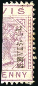 1883 1/2d on half 1d lilac-mauve, unused with part