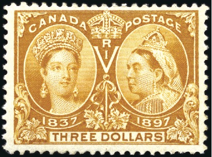 1897 Jubilee $3 bistre mint large part og, very fi
