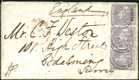1871 (Jul 25) Envelope to England with three 1863-
