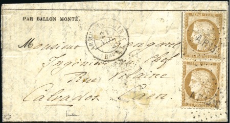 Stamp of France » Guerre de 1870-1871 LA VILLE D'ORLEANS Gazette n°9 avec paire de 10c S