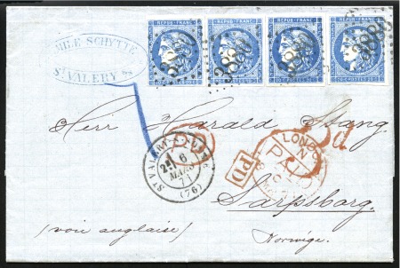 1871 Lot de 4 lettres avec BORDEAUX pour la Norvèg