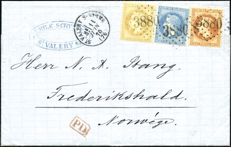 1870 Superbe tricolore avec 10c +20c +40c Lauré de