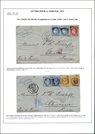 Stamp of France 1872 Deux lettres pour la Norvège par l'office de 