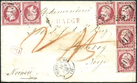 1863-68, Lot de 9 lettres pour la NORVEGE avec Emp