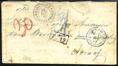 1858-72, Lot de 21 lettres sans timbres de France 