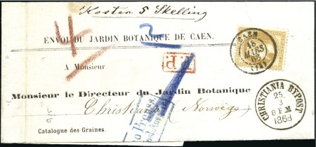 Stamp of France 1868 Deux bandes d'imprimés pour la NORVEGE : simp