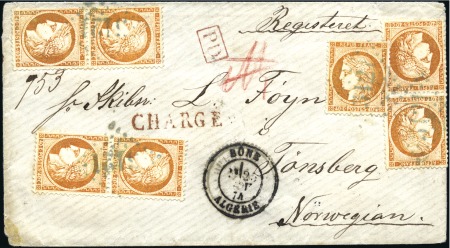 1874 Lettre chargé de La Goulette, Tunisie pour la