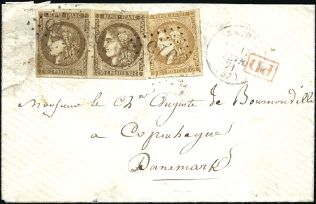 1871 Lettre de Raches 17.02 pour le DANEMARK avec 