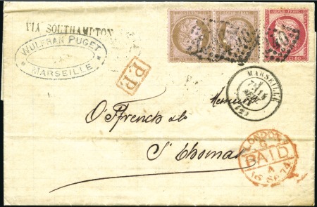 Stamp of France 10c Cérès en paire TETE-BECHE +80c rose obl. GC224