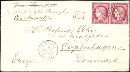 Stamp of France 80c rose en paire obl. GC5104 sur lettre de Shang-